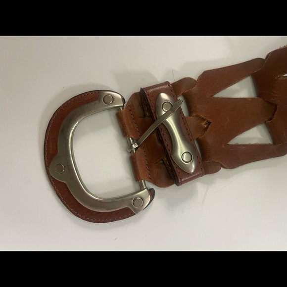 Beautiful Brown Leather Belt w/Silver Hardware Sz: S - Picture 5 of 9